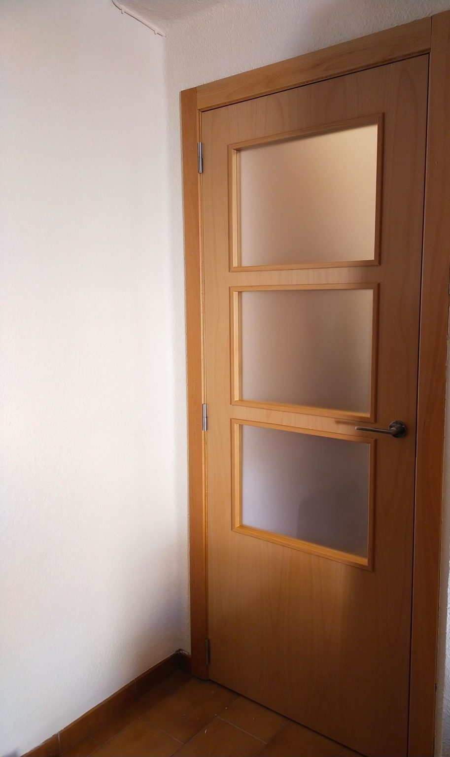 Puerta interior de madera con cristal en Castellón y acabado profesional